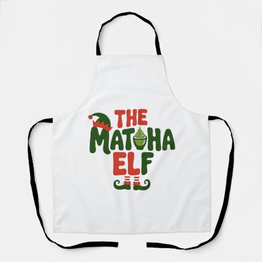 De Matcha Elf Grappige Kerst Matcha Drank Schort (Voorkant)