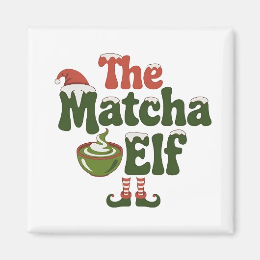 De Matcha Elf Magische Kerst Drink Magneet (Voorkant)