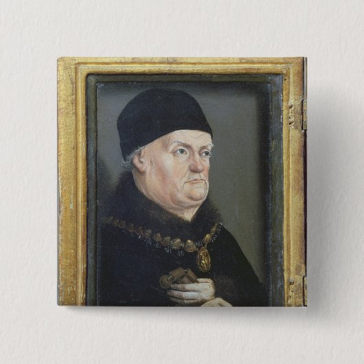 De Matheron Diptych: Portret van Rene I Vierkante Button 5,1 Cm (Voorkant)