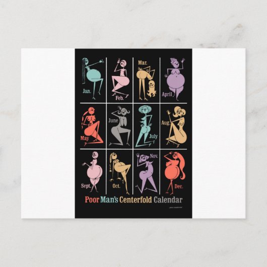 De matige kalender van het Man Centervouw Briefkaart (Voorkant)