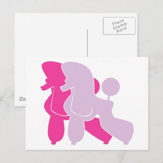De matrijs pinken Pudel Briefkaart (Voorkant / Achterkant)