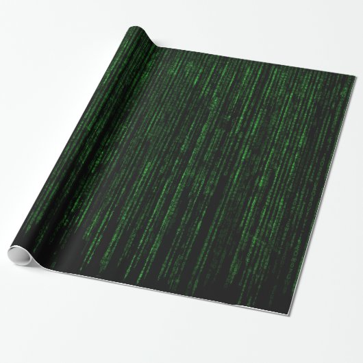 de matrixcode, de groene binaire code cadeaupapier (Uitgerold)