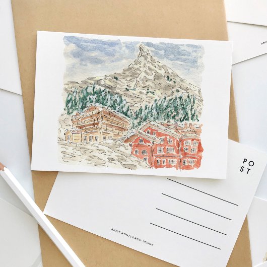 De Matterhorn Zwitserse Alpen Waterverf Briefkaart