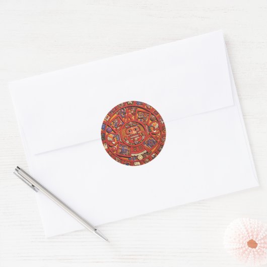 De Maya-kalender Ronde Sticker (Envelop)