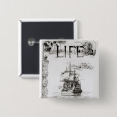 De Mayflower, dekmantel van 'Life' Vierkante Button 5,1 Cm (Voorkant /achterkant)