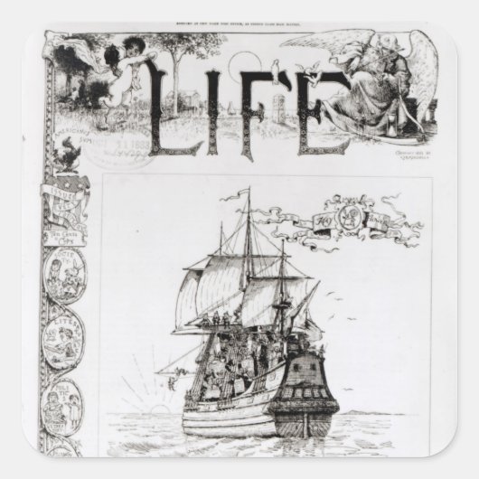 De Mayflower, dekmantel van 'Life' Vierkante Sticker (Voorkant)