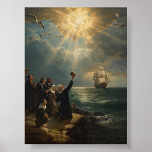 De Mayflower landing bij Plymouth - 1620 Poster