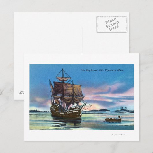 De Mayflower Landing op 1620 Scene Briefkaart (Voorkant / Achterkant)