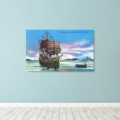 De Mayflower Landing op 1620 Scene Canvas Afdruk (Insitu (Houten vloer))