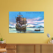 De Mayflower Landing op 1620 Scene Canvas Afdruk (Insitu (Woonkamer))