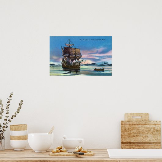 De Mayflower Landing op 1620 Scene Poster (Keuken)