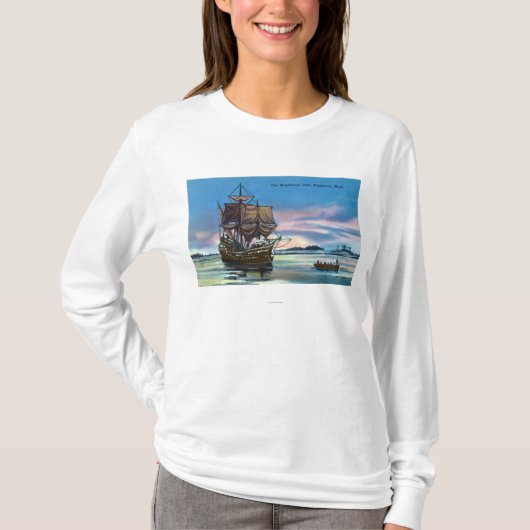 De Mayflower Landing op 1620 Scene T-shirt (Voorkant)