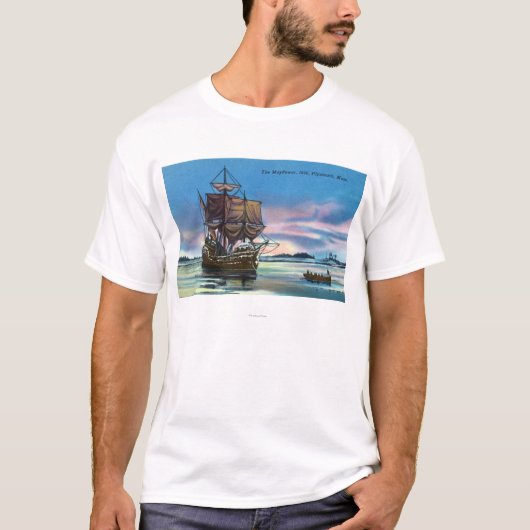 De Mayflower Landing op 1620 Scene T-shirt (Voorkant)