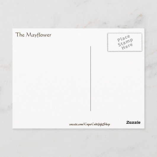 De Mayflower Ship  Briefkaart zonder been (Achterkant)
