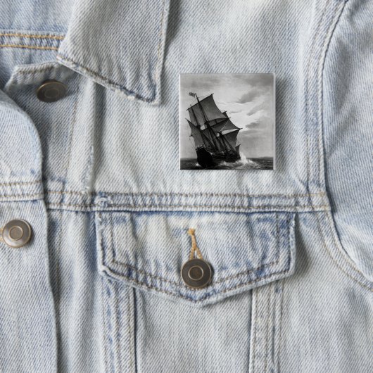 De Mayflower Vierkante Button 5,1 Cm (In situ)