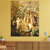 De Maying van Koningin Guinevere door John Collier Canvas Afdruk (Insitu (Woonkamer))
