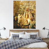 De Maying van Koningin Guinevere door John Collier Canvas Afdruk (Insitu (Slaapkamer))