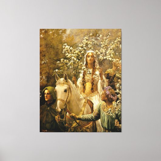De Maying van Koningin Guinevere door John Collier Canvas Afdruk (Voorkant)