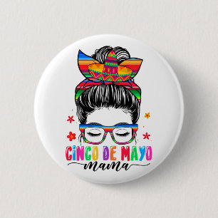 De Mayo Mama Messy Bun Haar Mexicaanse Moeders Da Ronde Button 5,7 Cm