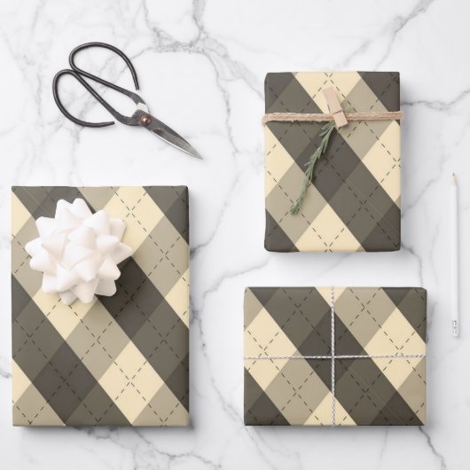 De MeanClique Black Argyle Inpakpapier Vel (Voorkant)