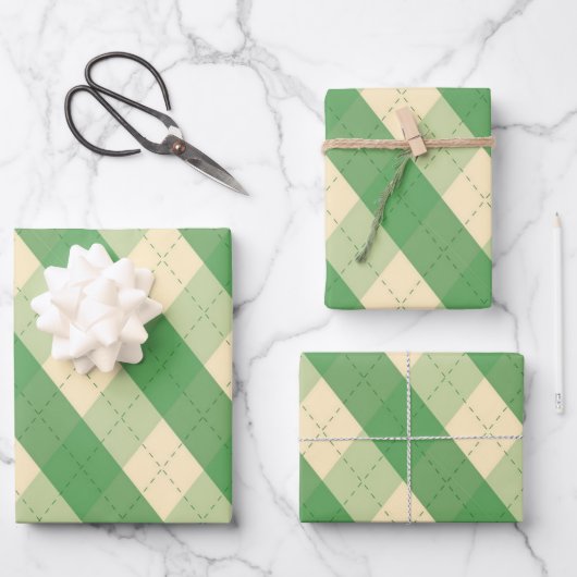 De MeanClique Green Argyle Inpakpapier Vel (Voorkant)