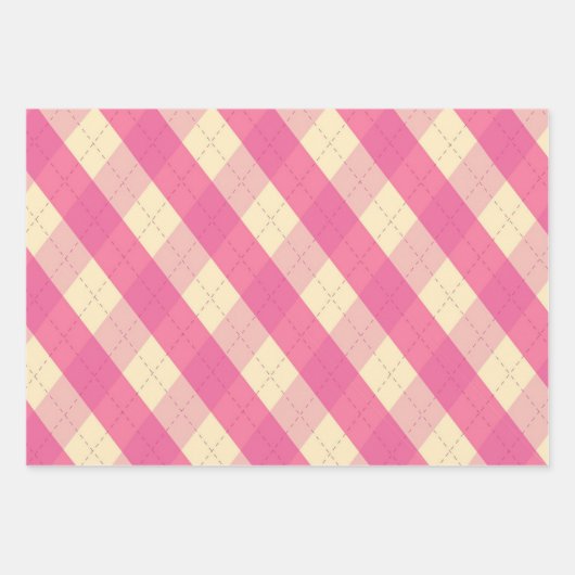 De MeanClique Pink Argyle Inpakpapier Vel (Voorkant 3)