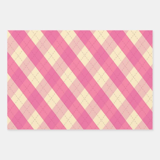 De MeanClique Pink Argyle Inpakpapier Vel (Voorkant)