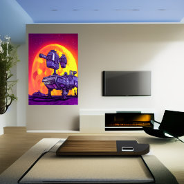 De mech in het moonlicht | AI Art Poster