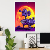 De mech in het moonlicht | AI Art Poster (Thuiskantoor)