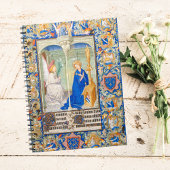 De mediane verlichte handschrift van de aankondigi notitieboek