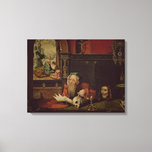 De Meditatie van St. Jerome (olie op het paneel) Canvas Afdruk (Voorkant)