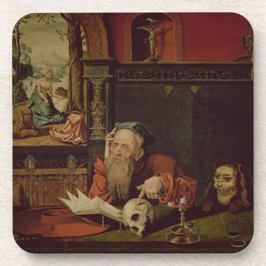 De Meditatie van St. Jerome (olie op het paneel) Drankjes Onderzetter (Voorkant)