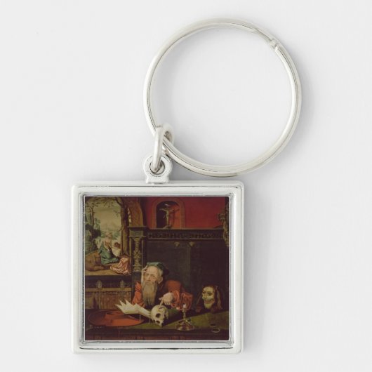 De Meditatie van St. Jerome (olie op het paneel) Sleutelhanger (Voorkant)