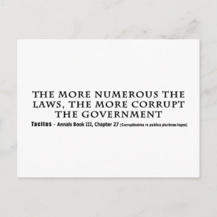 De meer corrupte regering is de meest corrupte wet briefkaart