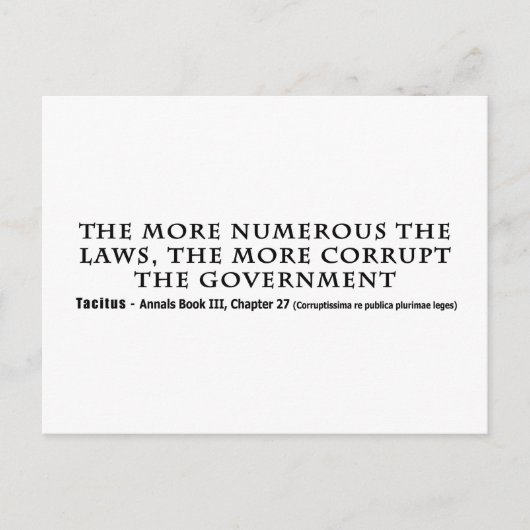 De meer corrupte regering is de meest corrupte wet briefkaart (Voorkant)