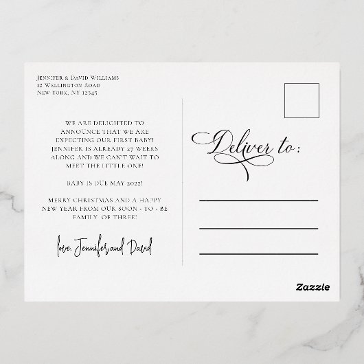 De Meer Hoe Merrier Zwangerschapsaankondiging Foto Folie Feestdagen Briefkaart (Achterkant)