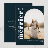 De Meer Hoe Merrier Zwangerschapsboog Navy Foto Feestdagenkaart (Voorkant / Achterkant)