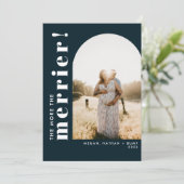 De Meer Hoe Merrier Zwangerschapsboog Navy Foto Feestdagenkaart (Staand voorkant)