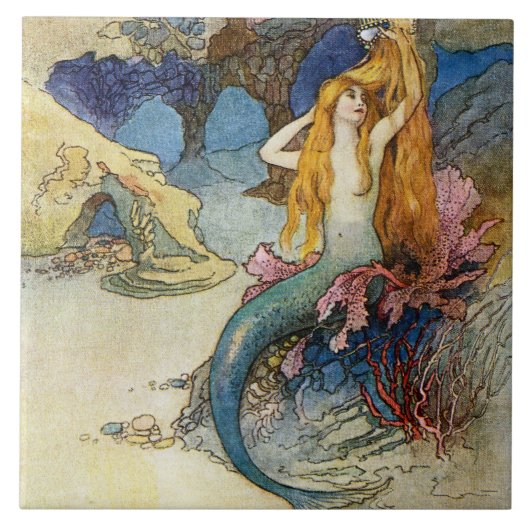 “De Meermin” door Warwick Goble Tegeltje (Voorkant)