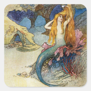 “De Meermin” door Warwick Goble Vierkante Sticker