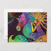 De Meermin van de Eenhoorn van de regenboog Briefkaart (Voorkant / Achterkant)