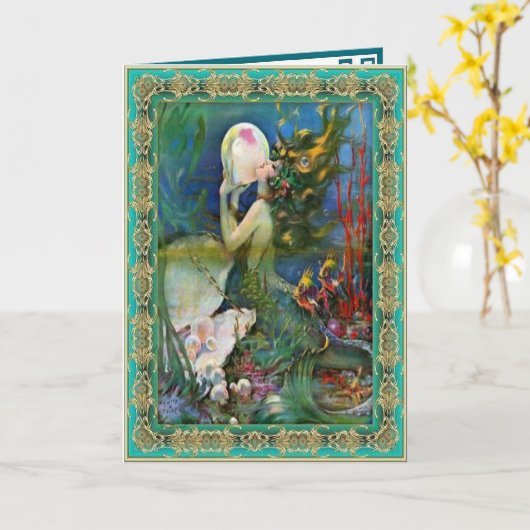 De meermin van de Parel Kaart (Gele Bloem)