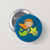 De Meermin van de roodharige Ronde Button 5,7 Cm (Voorkant /achterkant)