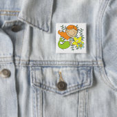 De Meermin van de roodharige Vierkante Button 5,1 Cm (In situ)