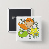 De Meermin van de roodharige Vierkante Button 5,1 Cm (Voorkant /achterkant)