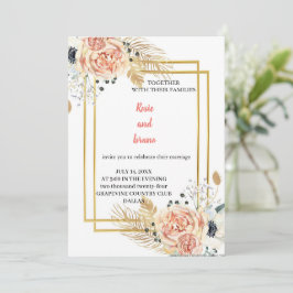 De meest elegante roze huwelijksuitnodiging kaart