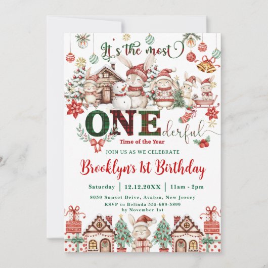 De meest fantastische 1e verjaardag Bunnies Kaart (Voorkant)