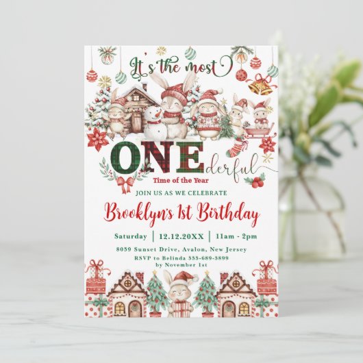 De meest fantastische 1e verjaardag Bunnies Kaart (Staand voorkant)