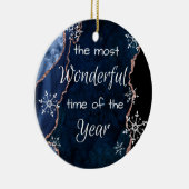 De meest fantastische tijd Elegant Blue Gold Glitt Keramisch Ornament (Rechts)