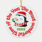 De meest fantastische tijd Penguin Snowman Keramisch Ornament (Voorkant)